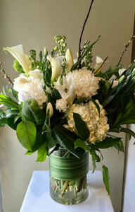 F179 - Elegant White & Green Vase Arrangement - Flowerplustoronto