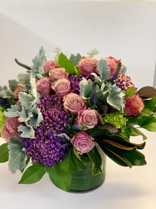 F135 - Lush purple and lavender Vase Arrangement - Flowerplustoronto