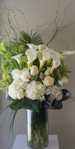 FNV151 -  Modern White and Green Vase Arrangement - Flowerplustoronto