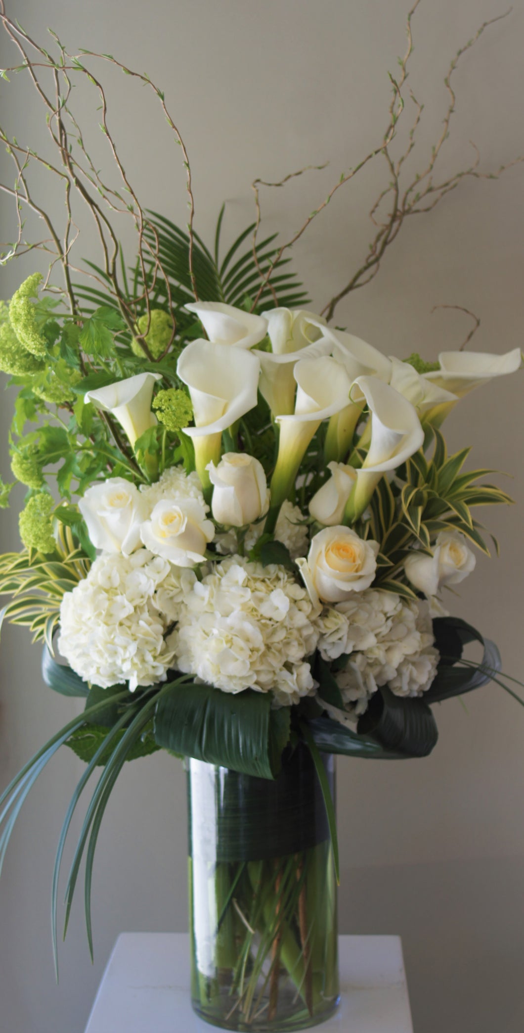 F14 -  Modern White and Green Vase Arrangement - Flowerplustoronto