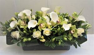 C7 - Modern White and Green Arrangement (Need 2 weeks notice & will substitute white alstromeria flower) - Flowerplustoronto