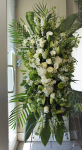 FNS29 - Classic White and Green Standing Funeral Spray - Flowerplustoronto