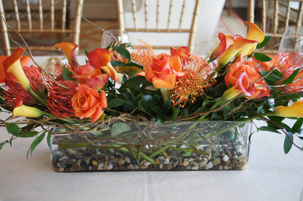 E20 - Shades of Orange Table Centerpieces - Series Design, price per arrangement - Flowerplustoronto