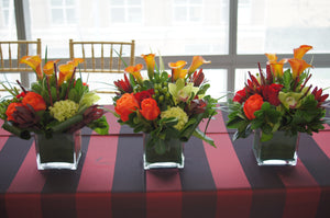 E6 - Yellow, Orange and Chartreuse Table Centerpieces - Series Design, price per arrangement - Flowerplustoronto