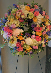 FNS12 - Vibrant English Garden Spring Wreath - Flowerplustoronto