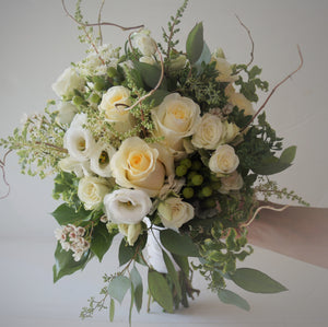 Delicate Gardeny Ivory Hand-tied Bridal Bouquet - Flowerplustoronto