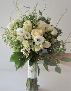 Delicate Gardeny Ivory Hand-tied Bridal Bouquet - Flowerplustoronto