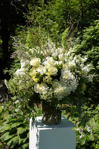 White and Green Garden Wedding - Ceremony Arrangements - Flowerplustoronto