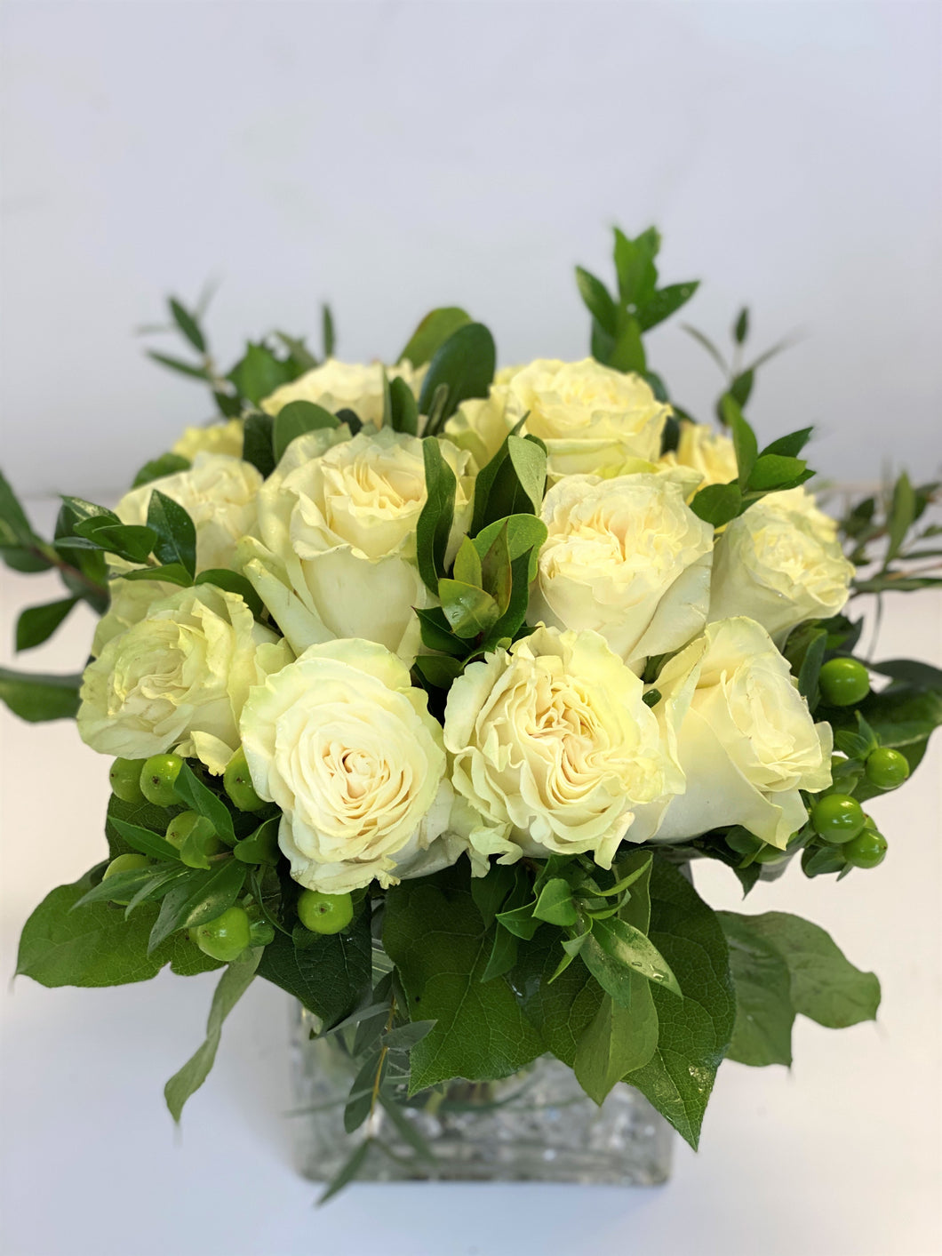 F22 - Classic White Rose Nosegay - Flowerplustoronto