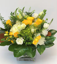 Load image into Gallery viewer, F80 - White and Yellow Arrangement (yellow ranunculus sold out, substitute with yellow roses) - Flowerplustoronto
