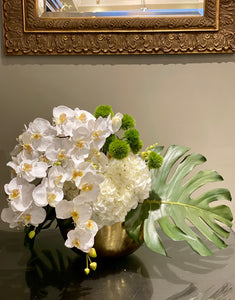 S60 - Modern White Phalaenopsis Orchids and Hydrangea Arrangement - Flowerplustoronto