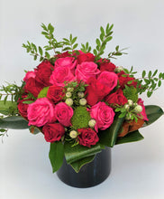 Load image into Gallery viewer, F85 - Red and Hot Pink Rose Nosegay Arrangement - Flowerplustoronto
