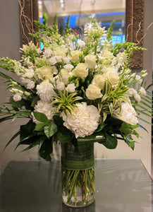 FNV41 - Classic White and Green Vase Arrangement - Flowerplustoronto