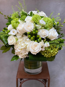 FNV88 - Classic White and Green Vase Arrangement - Flowerplustoronto