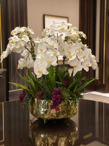 S72 - Modern White Phalaenopsis arrangement - Flowerplustoronto
