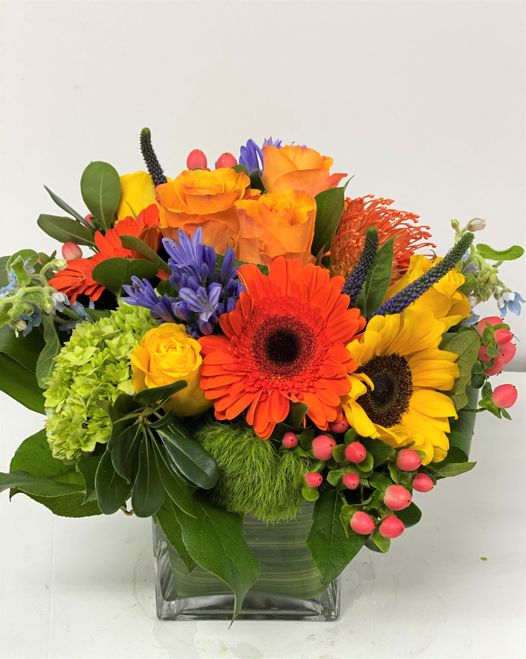 F272 - Classic Bright Coloured Vase Arrangement (Protea sold out) - Flowerplustoronto