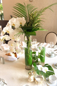 Modern White and Green Guest Centerpieces - Flowerplustoronto