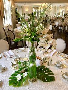 Modern White and Green Guest Centerpieces - Flowerplustoronto
