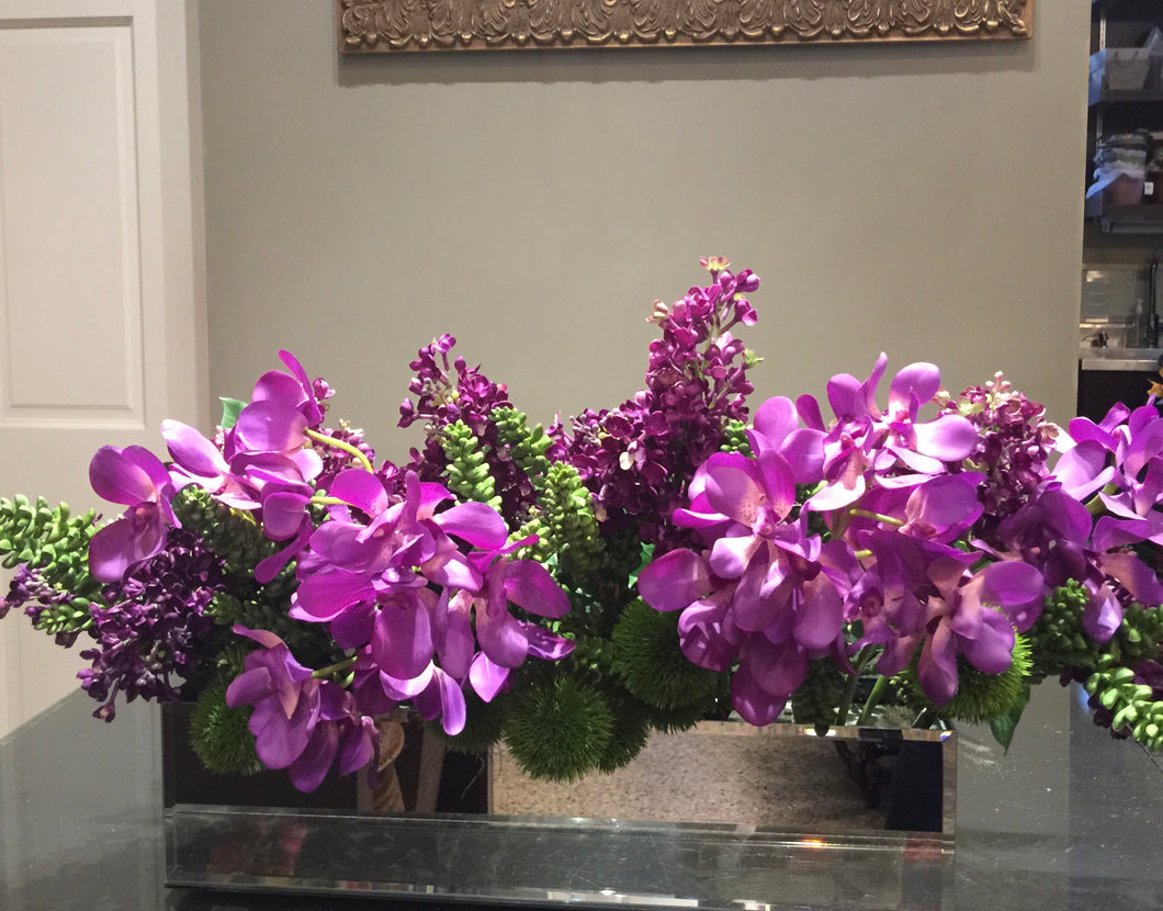 S1 - Modern Purple Orchid Centerpiece - Flowerplustoronto