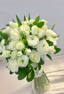 Elegant White Hand-tied Bridal and Bridesmaids Bouquets - Flowerplustoronto