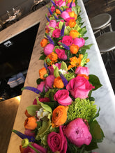 Load image into Gallery viewer, E29 - Hot Pink, Orange, Purple and Chartreuse Rectangular Centerpieces - Series Design, price per arrangement - Flowerplustoronto

