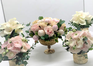 E30 - Runner Design in Blushes and Light Pink, price per arrangement, price per arrangement - Flowerplustoronto