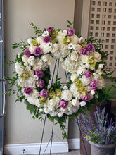 Load image into Gallery viewer, FNS32 - White, Purple and Chartreuse Wreath - Flowerplustoronto
