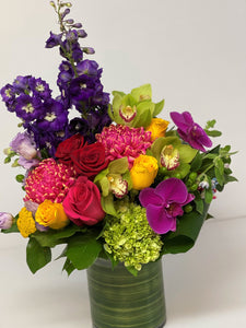 F28 - Modern Bright Coloured Vase Arrangement - Flowerplustoronto