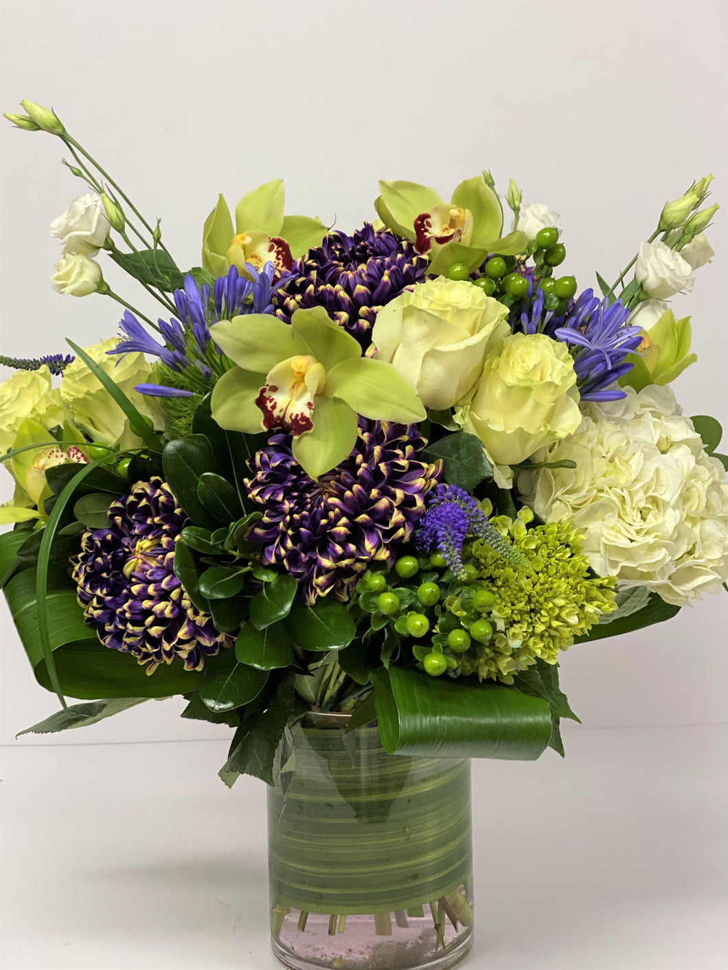 FNV36 - White and Purple Vase Arrangement - Flowerplustoronto