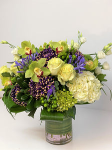 FNV36 - White and Purple Vase Arrangement - Flowerplustoronto