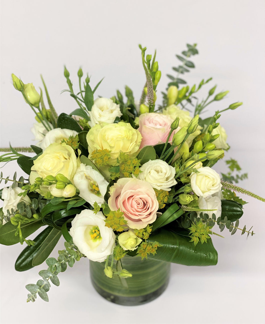 F55 - White and Pink Vase Arrangement - Flowerplustoronto