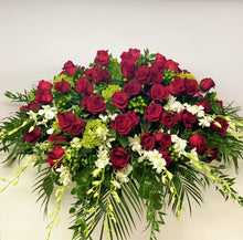 Load image into Gallery viewer, FNC19 - Classic Red and White Casket Arrangement - Flowerplustoronto
