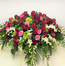 Load image into Gallery viewer, FNC35 - Classic  Pink, Red and White Casket Arrangement - Flowerplustoronto
