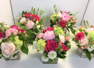 E37 - Shades of Pink and White Centerpieces for Card Tables, price per arrangement - Flowerplustoronto