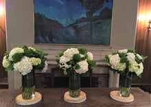 Load image into Gallery viewer, E42 - Hydrangeas and Green Trick  Arrangements - Series Design Reception Table, price per arrangement - Flowerplustoronto
