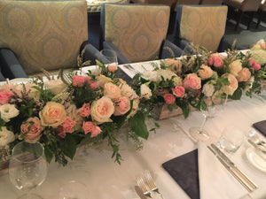 E39 - White and Shades of Pink Rectangular Table Centerpieces - Series Design, price per arrangement - Flowerplustoronto