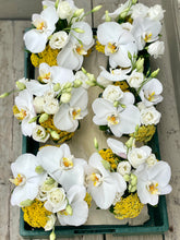 Load image into Gallery viewer, E52 - A Runner of Yellow and White Centerpieces, price per arrangement - Flowerplustoronto
