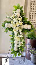 Load image into Gallery viewer, FNS60 - Cross accented with White Roses and Orchids - Flowerplustoronto
