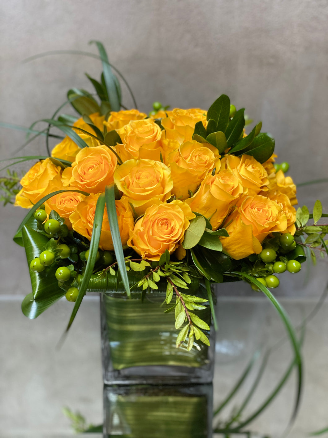 F167 - Yellow Rose Nosegay Arrangement - Flowerplustoronto