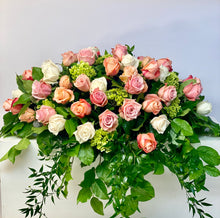 Load image into Gallery viewer, FNC31 -  Pastel Rose Casket Arrangement - Flowerplustoronto
