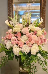 FNV22 - Delicate Pastel English Garden Vase Arrangement - Flowerplustoronto