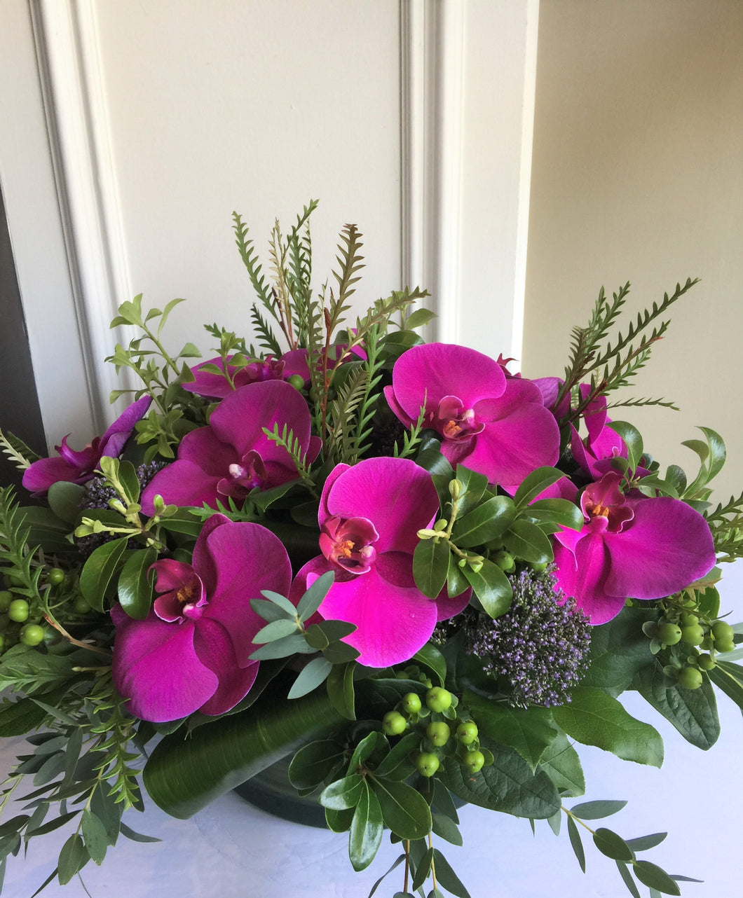 F39 - Modern Purple Orchid Arrangement (Need 2 weeks notice) - Flowerplustoronto