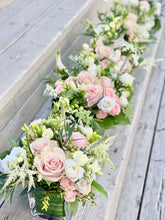 Load image into Gallery viewer, E54 - A Runner of Light Pink and White Centerpieces, price per arrangement - Flowerplustoronto
