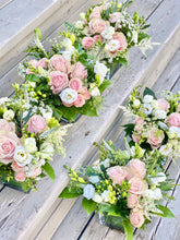 Load image into Gallery viewer, E54 - A Runner of Light Pink and White Centerpieces, price per arrangement - Flowerplustoronto

