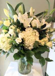 FNV78 - Classic White and Green Vase Arrangement - Flowerplustoronto