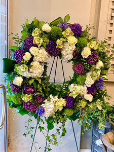FNS1 - Modern White and Purple Wreath - Flowerplustoronto