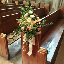 Load image into Gallery viewer, Peach and Ivory Pew Arrangements - Flowerplustoronto
