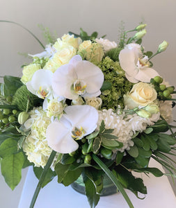 F67- Elegant White and Green Arrangement - Flowerplustoronto
