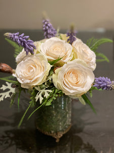 S16 - Delicate Ivory Rose Arrangement - Flowerplustoronto