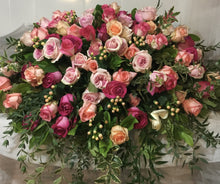 Load image into Gallery viewer, FNC25 - Lush Pastel Rose Casket Arrangement - Flowerplustoronto
